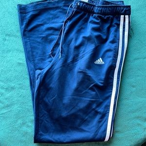 Adidas Blue Embroidered Sweatpants With White Trim- Large